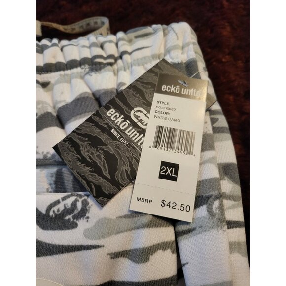 Ecko Unltd Men’s Fleece Jogger Pants White Camo - NWT 2XL - Picture 7 of 8